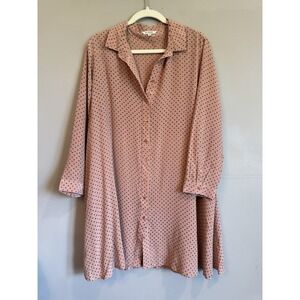 Ali Golden Pink Polka Dot Silk Shirt Button Up Dress Size Med/large Classic‎